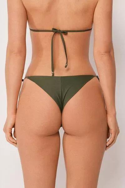 Green Sequin Net Tie Detail Brazilian Bikini Bottoms, 5501_175E, large image number 2