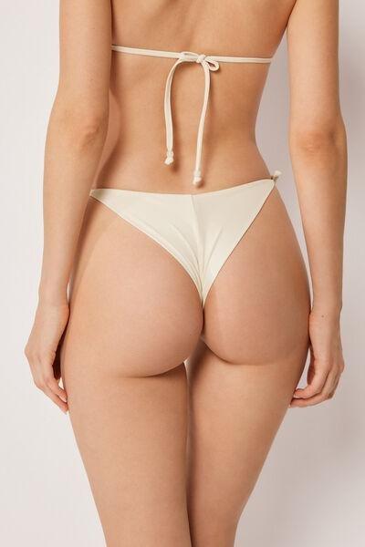 White Sequin Net Tie Detail Brazilian Bikini Bottoms, 5501_176E, large image number 2