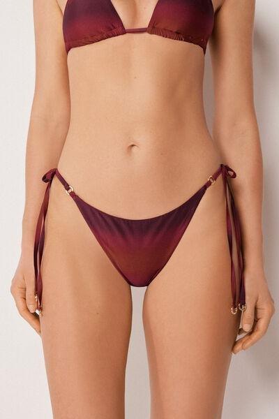 Burgundy Soft Shades Tie Brazilian Bikini Bottoms, 5501_177E, large image number 0