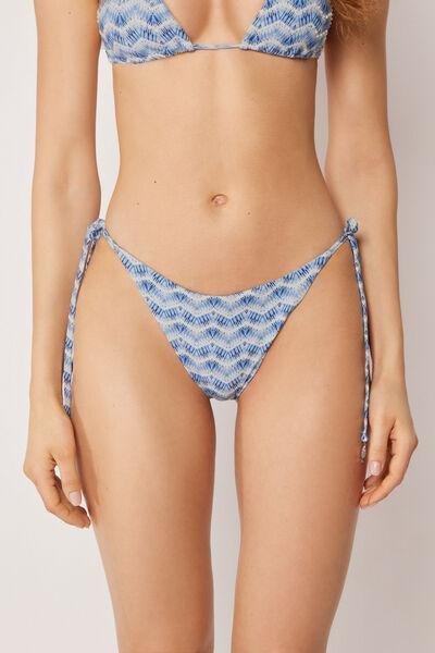 Blue/White Water Reflection Tie Brazilian Bikini Bottoms, 5501_184E, large image number 0