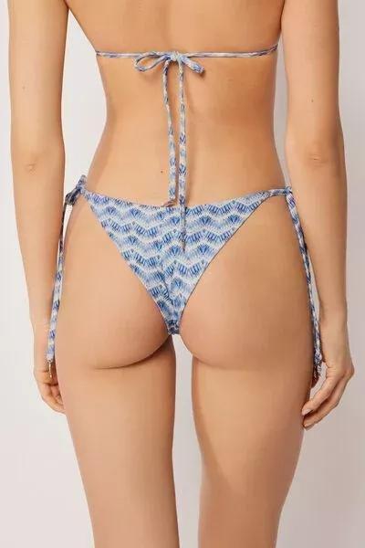 Blue/White Water Reflection Tie Brazilian Bikini Bottoms, 5501_184E, large image number 2