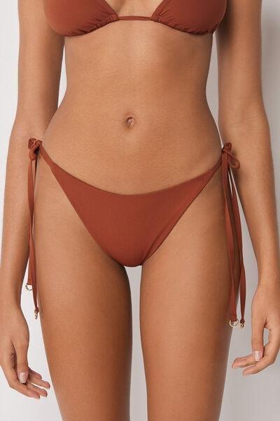 Brown Premium Fit Tie Brazilian Bikini Bottoms, 5501_161E, large image number 0