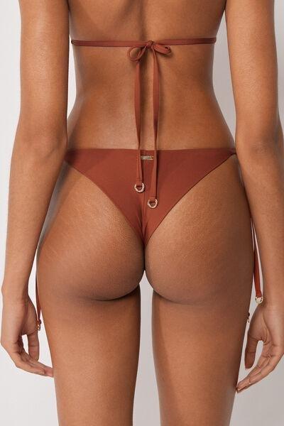 Brown Premium Fit Tie Brazilian Bikini Bottoms, 5501_161E, large image number 2