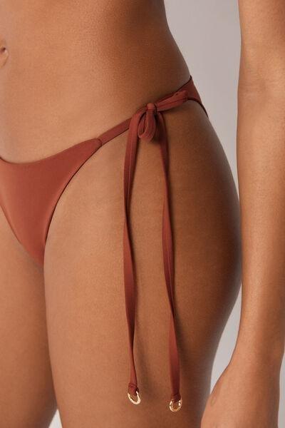 Brown Premium Fit Tie Brazilian Bikini Bottoms, 5501_161E, large image number 3
