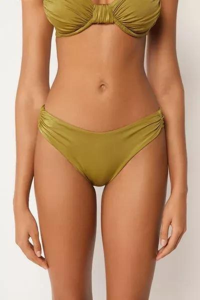 Green Shiny Satin Brazilian Bikini Bottoms, 5501_149E, medium