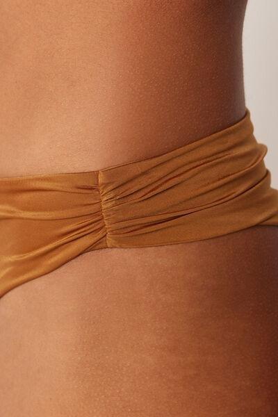 Brown Shiny Satin Brazilian Bikini Bottoms, 5501_150E, large image number 3