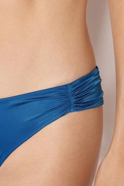 Blue Shiny Satin Brazilian Bikini Bottoms, 5501_155E, large image number 3