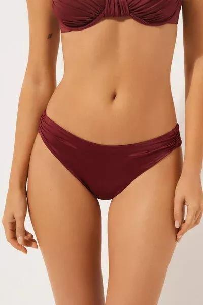 Red Shiny Satin Brazilian Bikini Bottoms, 5501_156E, large image number 0