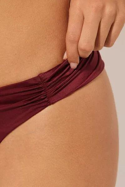 Red Shiny Satin Brazilian Bikini Bottoms, 5501_156E, large image number 3