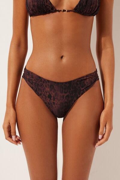 Brown Animal Print Brazilian Bikini Bottom, 5501_165E, large image number 0