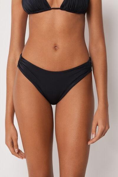 White/Black Shiny Satin Brazilian Bikini Bottoms, 5501_183E, large image number 0