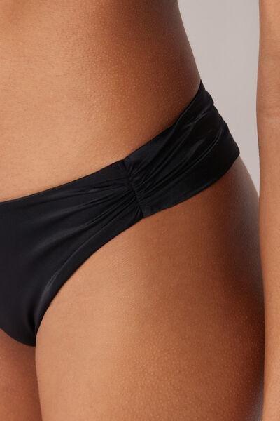 White/Black Shiny Satin Brazilian Bikini Bottoms, 5501_183E, large image number 3