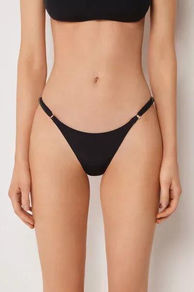 Black Side Strap Brazilian Bikini Bottoms, 5501_160E, large image number 0