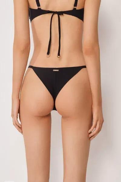 Black Side Strap Brazilian Bikini Bottoms, 5501_160E, large image number 2