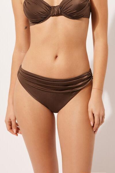 Brown Shiny Satin Bikini Bottoms, , large image number 0