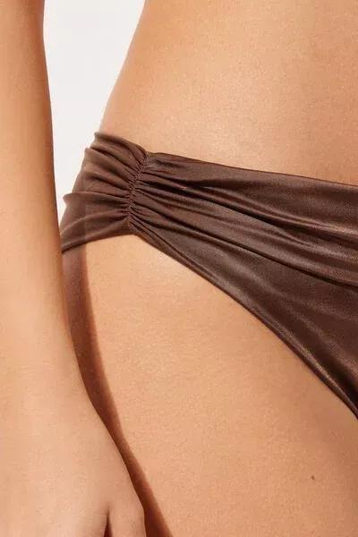 Brown Shiny Satin Bikini Bottoms, 5501_040E, large image number 3