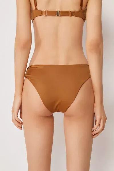 Brown Shiny Satin Bikini Bottoms, 5501_150E, large image number 2