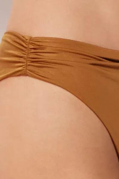 Brown Shiny Satin Bikini Bottoms, 5501_150E, large image number 3