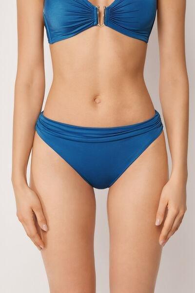 Blue Shiny Satin Bikini Bottoms, 5501_155E, large image number 0
