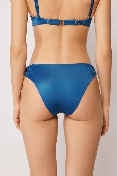 Blue Shiny Satin Bikini Bottoms, 5501_155E, large image number 2