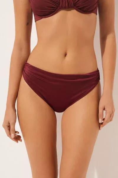 Red Shiny Satin Lined Bikini Bottoms, 5501_156E, large image number 0