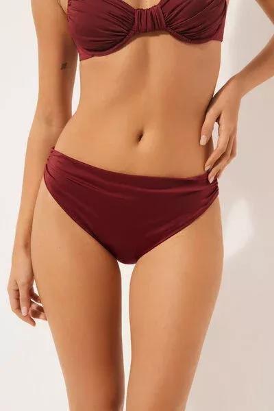 Red Shiny Satin Lined Bikini Bottoms, 5501_156E, large image number 1