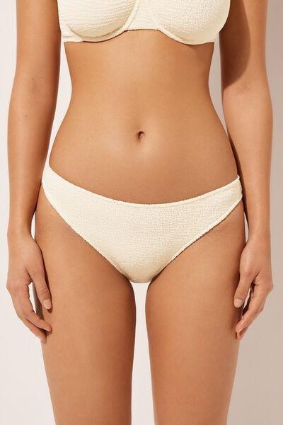 White Crinkle Waves Bikini Bottoms, , large image number 1
