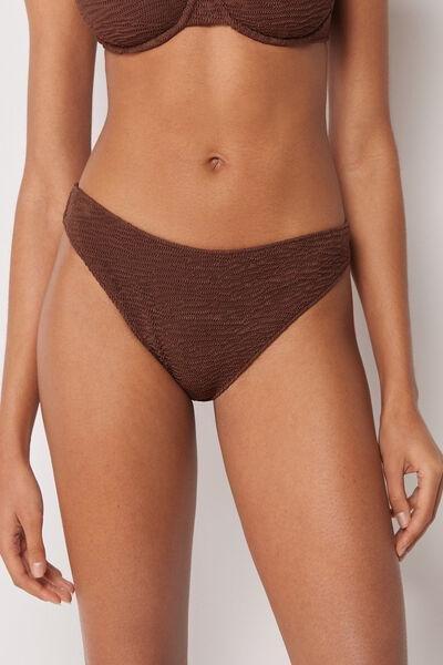 Brown Crinkle Waves Bikini Bottoms, 5501_159E, large image number 0