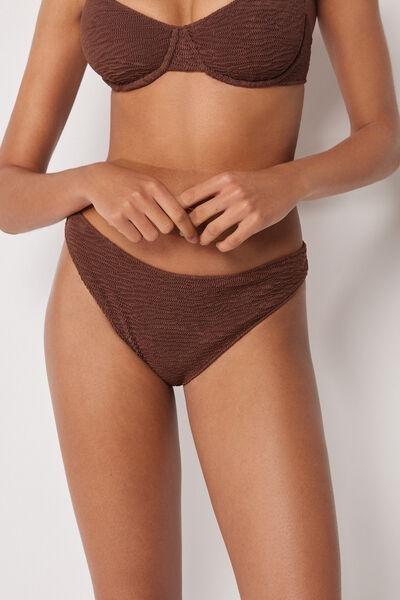 Brown Crinkle Waves Bikini Bottoms, 5501_159E, large image number 1