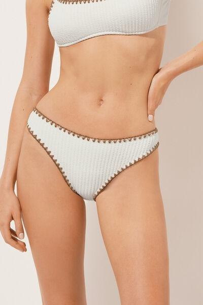 White Lined Bikini Bottoms, , large image number 0