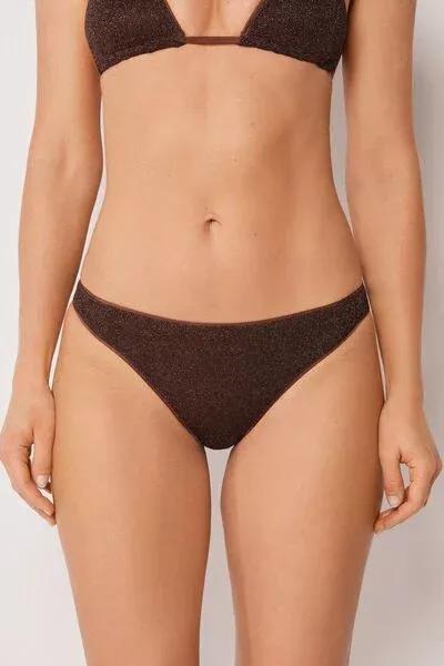 Brown Metallic Glow Bikini Bottoms, 5501_169E, large image number 0