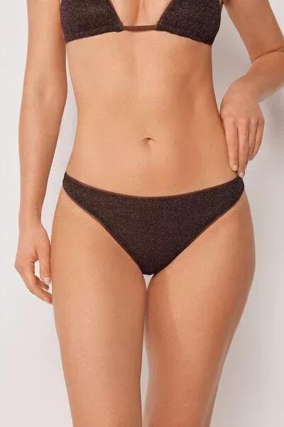 Brown Metallic Glow Bikini Bottoms, 5501_169E, large image number 1