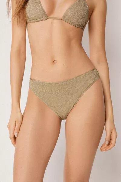 Gold Metallic Glow Bikini Bottoms, 5501_178E, large image number 1