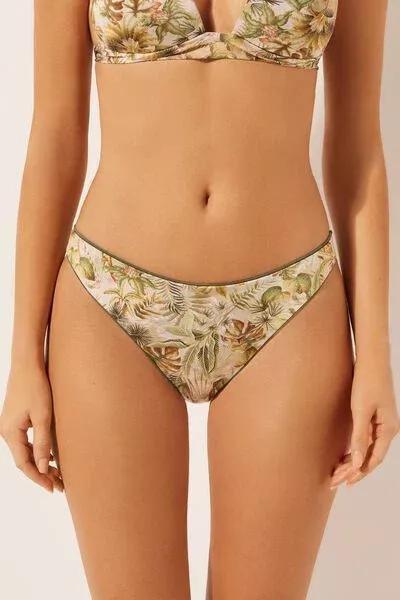 Beige/Green Tropical Foliage Bikini Bottoms, 5501_144E, medium