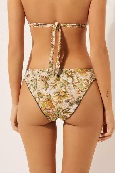 Beige/Green Tropical Foliage Bikini Bottoms, 5501_144E, medium