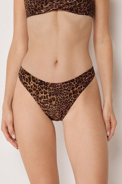 Brown Animal Print Bikini Bottoms, 5501_145E, large image number 0