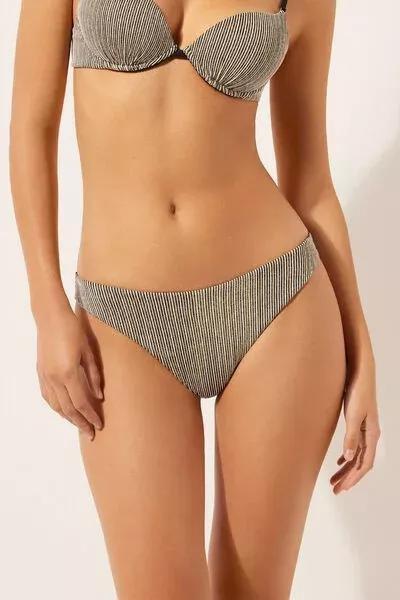 Gold/Black Fully Lined Cotton Bikini Bottoms, 5501_146E, large image number 1