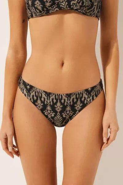 Black / Gold Golden Ethnic Lined Bikini Bottoms, 5501_168E, large image number 0