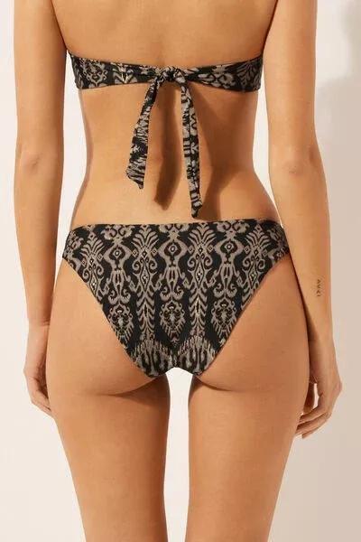 Black / Gold Golden Ethnic Lined Bikini Bottoms, 5501_168E, large image number 2