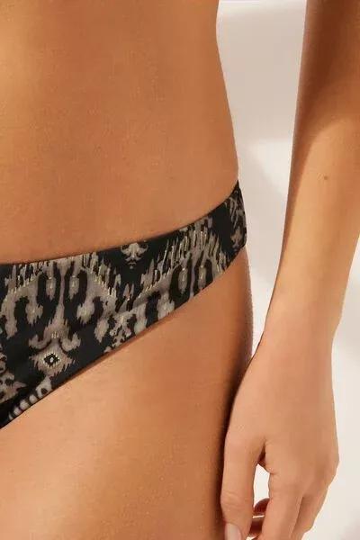 Black / Gold Golden Ethnic Lined Bikini Bottoms, 5501_168E, large image number 3