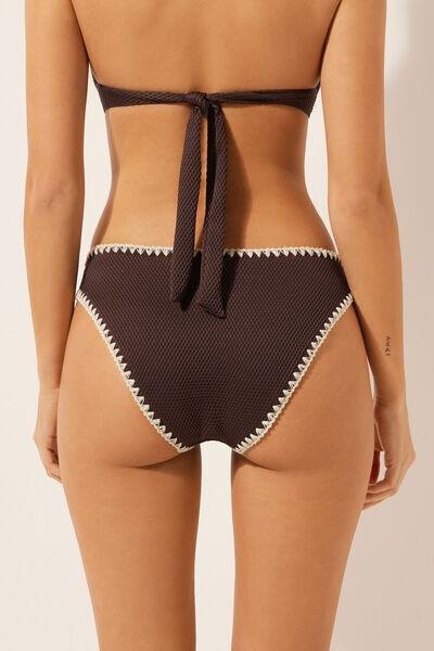 Brown Bicolour Embroidery Bikini Bottoms, 5501_170E, large image number 2