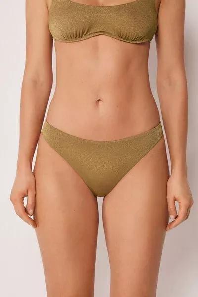 Brown Sophisticated Shine Lace Bikini Bottoms, 5501_172E, large image number 0