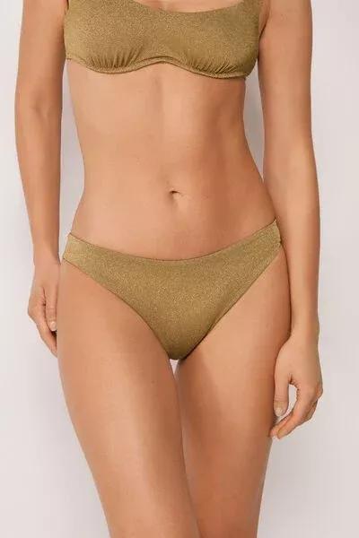 Brown Sophisticated Shine Lace Bikini Bottoms, 5501_172E, large image number 1