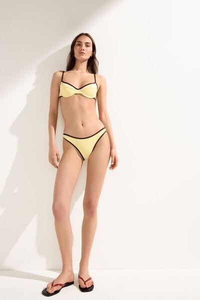 Yellow Bicolour Piping Bikini Bottoms, 5501_248E, large image number 0