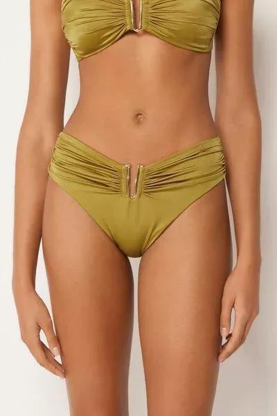 Green Shiny Satin High-Waisted Bikini Bottoms, 5501_149E, medium