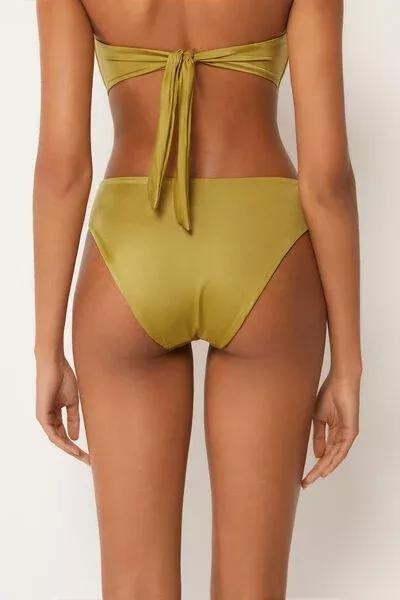 Green Shiny Satin High-Waisted Bikini Bottoms, 5501_149E, medium