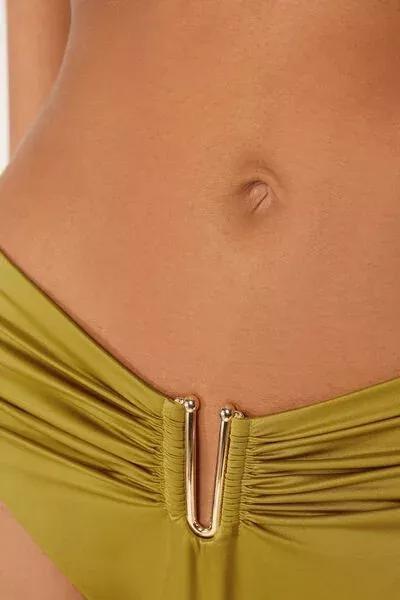 Green Shiny Satin High-Waisted Bikini Bottoms, 5501_149E, large image number 3