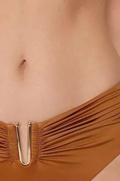 Brown Shiny Satin High-Waisted Bikini Bottoms, 5501_150E, large image number 3