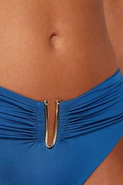 Blue Shiny Satin High-Waisted Bikini Bottoms, 5501_155E, large image number 3