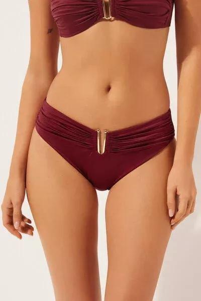 Red High-Waisted Cotton Bikini Bottoms, 5501_156E, large image number 0